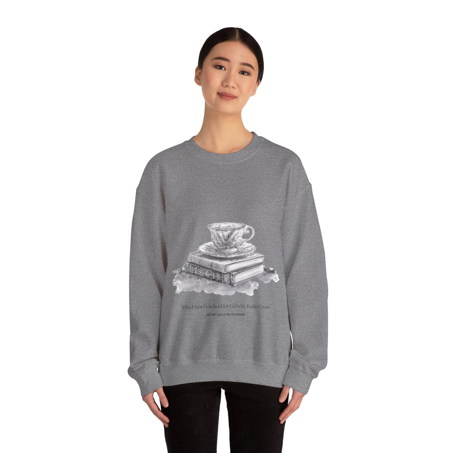 Miss Mabel’s School for Girls, Teacup | Laila Savolainen Illustration | Unisex Heavy Blend™ Crewneck Sweatshirt