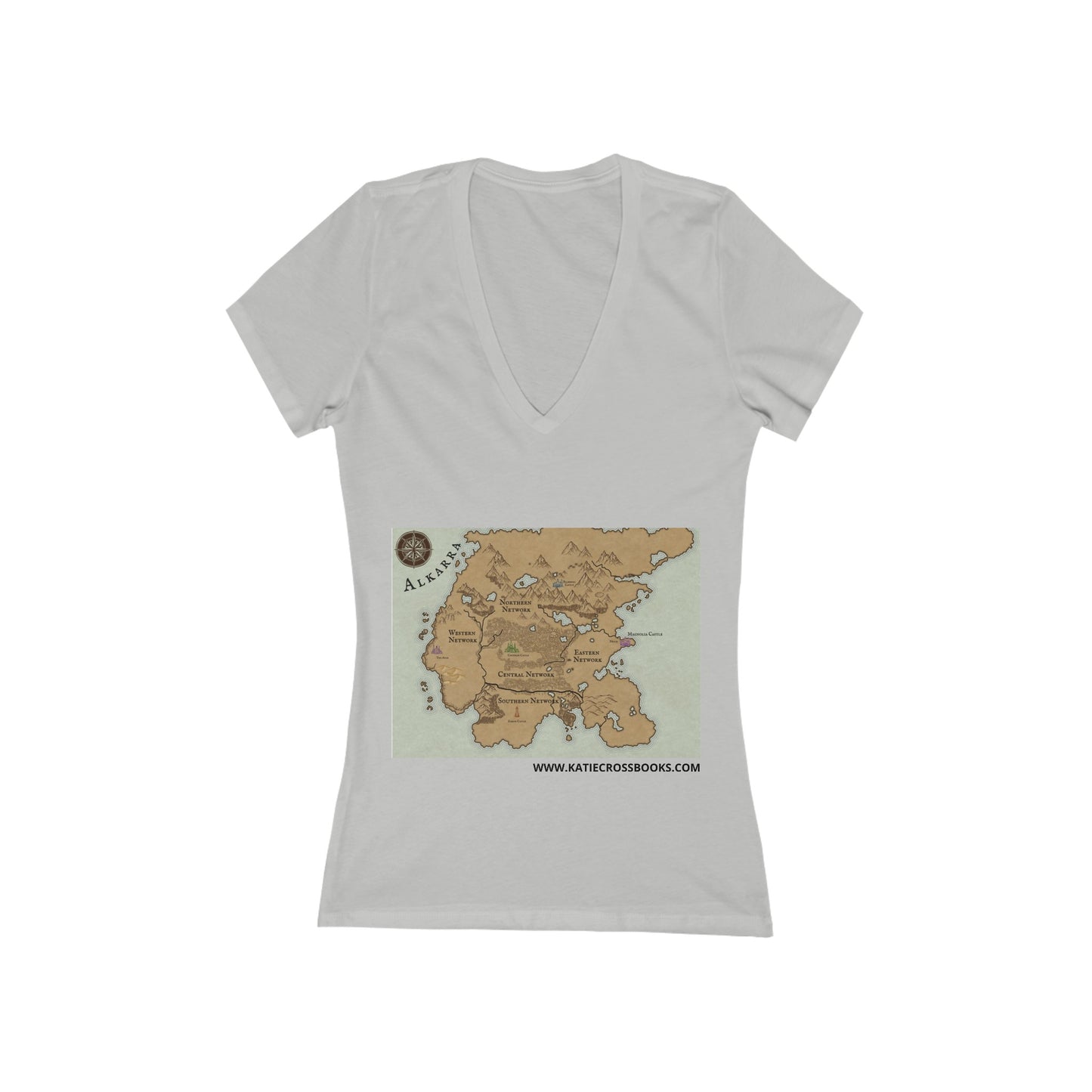 Map of Alkarra | Women's Jersey Short Sleeve Deep V-Neck Tee