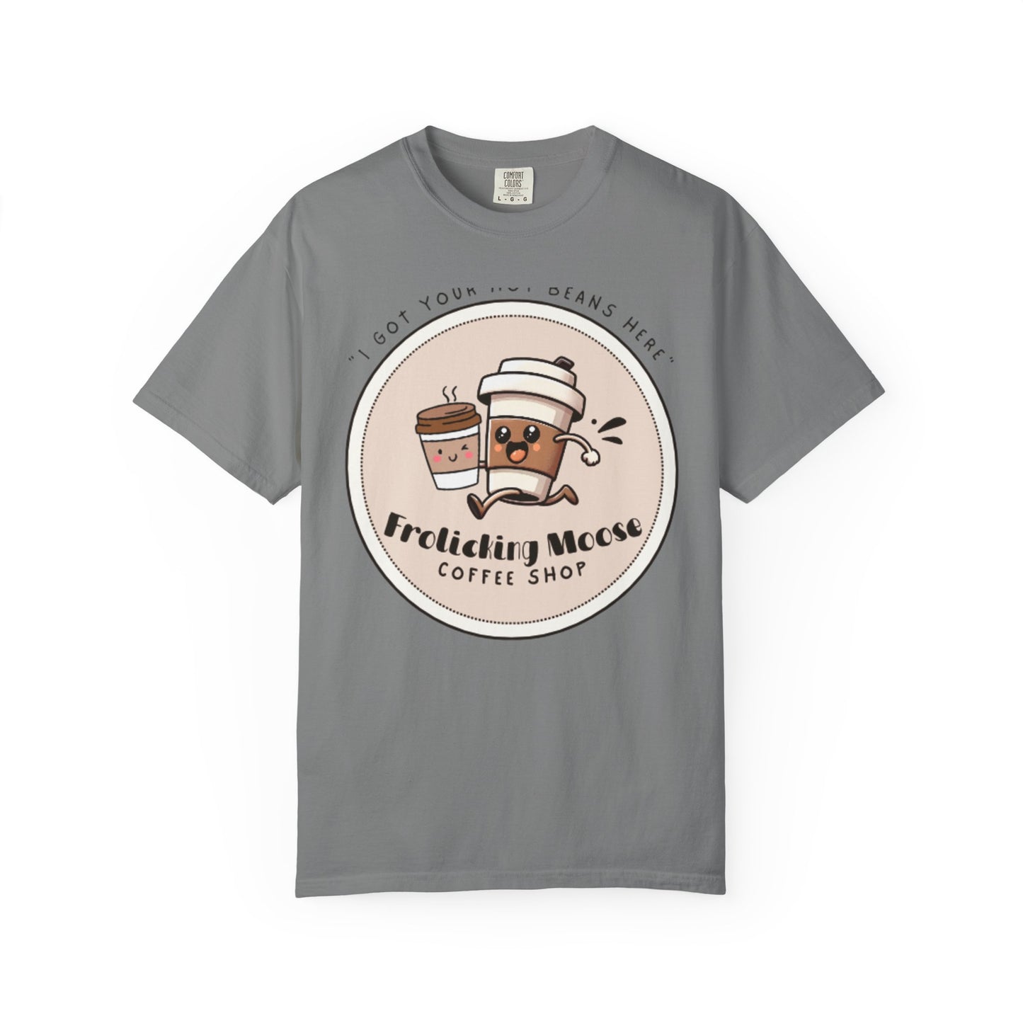 Frolicking Moose Coffee Shop T-Shirt — 'Frolicking Mocha' Cute Coffee Tee