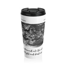 Load image into Gallery viewer, Chaos of Light and Darkness Quote, Butterflies | Laila Savolainen Illustration | Stainless Steel Travel Mug