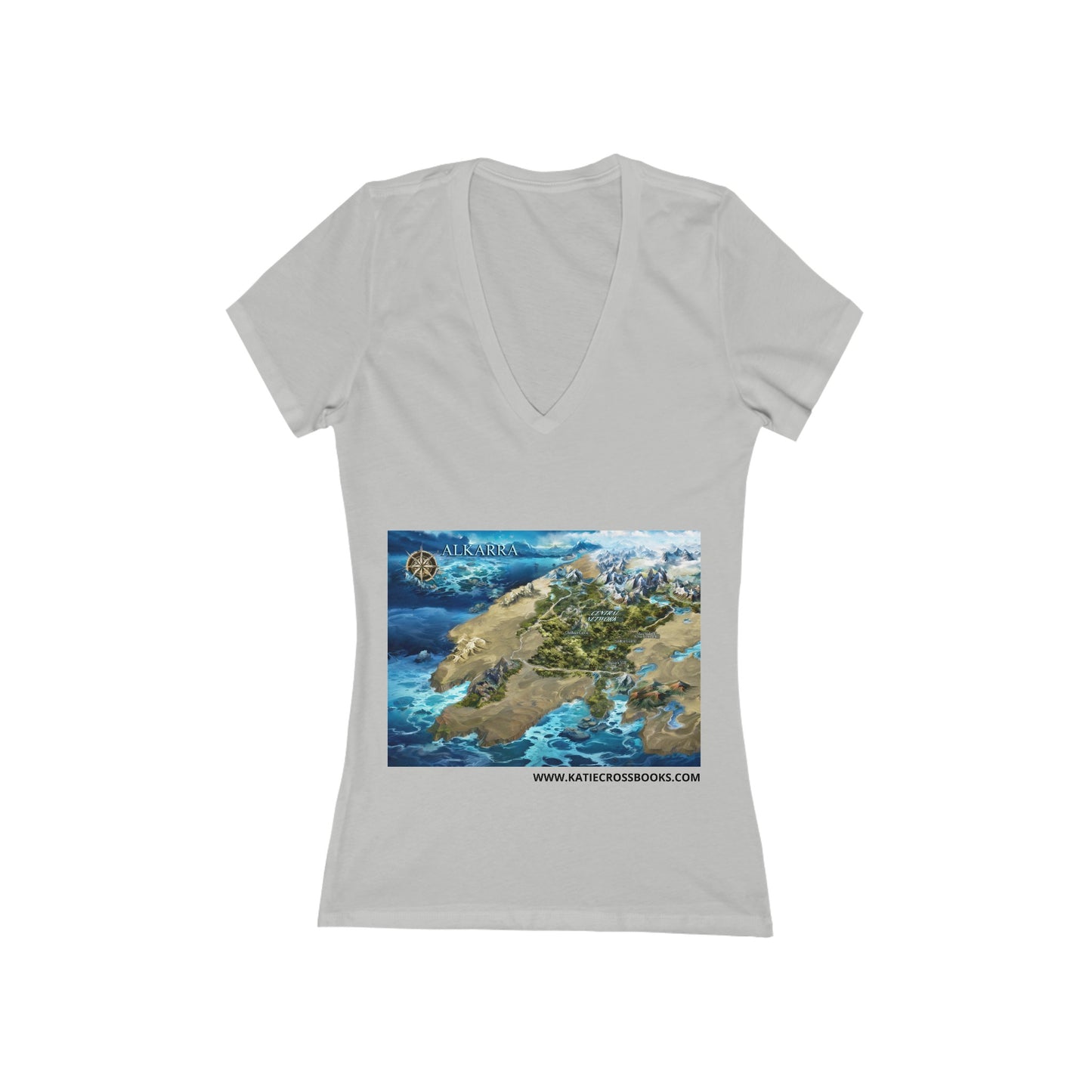 Variant 3D Map of Alkarra | Women's Jersey Short Sleeve Deep V-Neck Tee