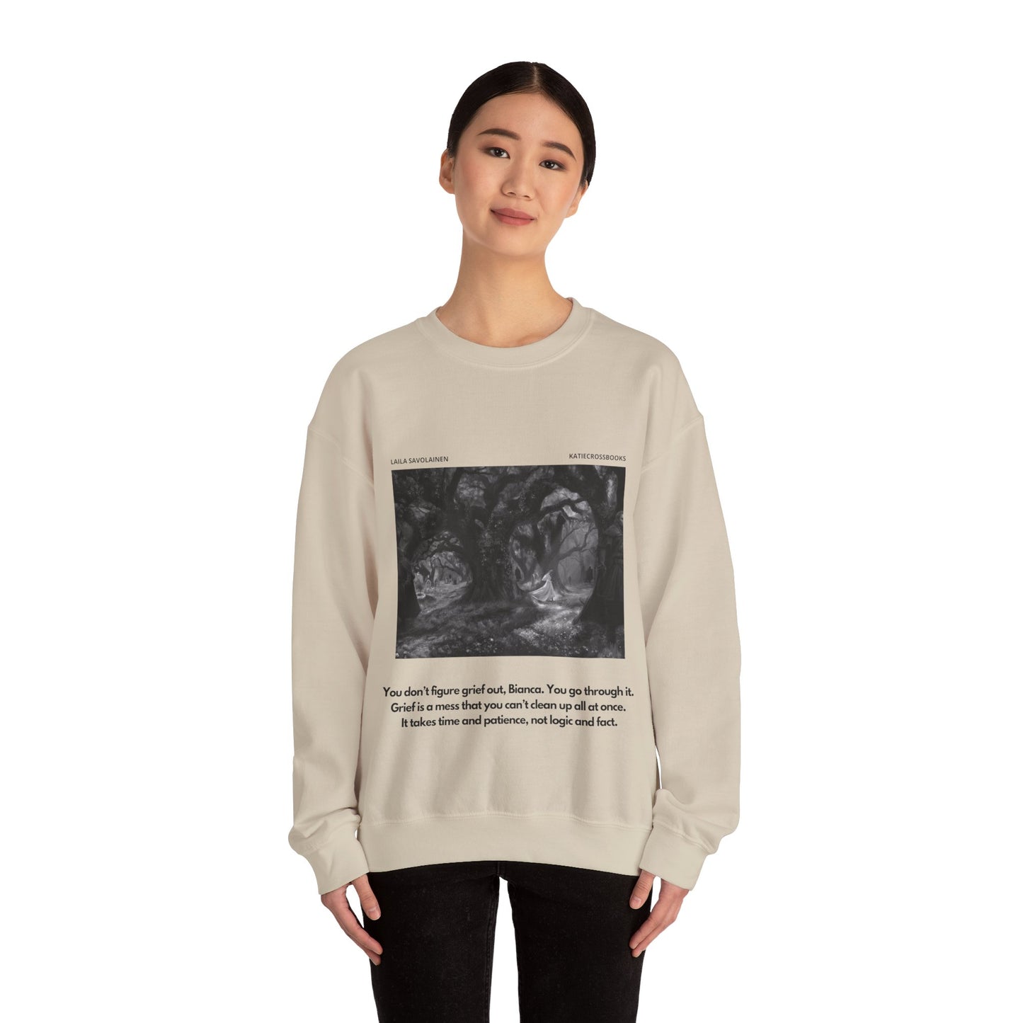 Bianca Monroe Grief Quote | Laila Savolainen Illustration | Unisex Heavy Blend™ Crewneck Sweatshirt