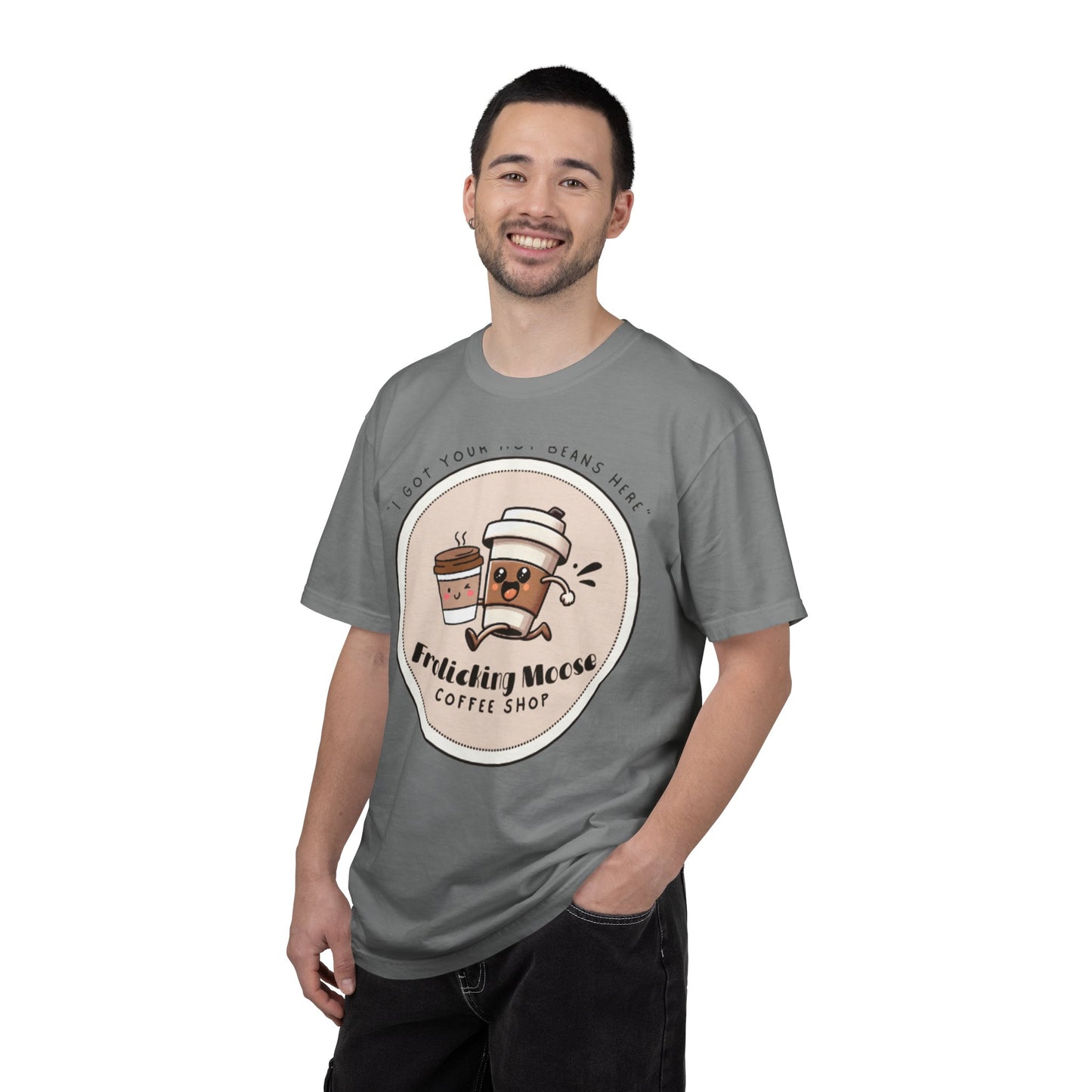 Frolicking Moose Coffee Shop T-Shirt — 'Frolicking Mocha' Cute Coffee Tee