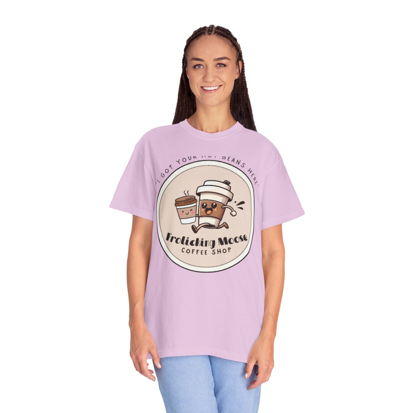 Frolicking Moose Coffee Shop T-Shirt — 'Frolicking Mocha' Cute Coffee Tee