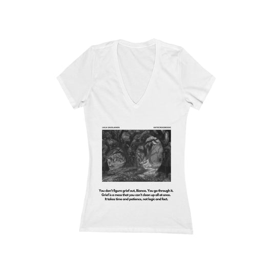 Bianca Monroe Grief Quote | Laila Savolainen Illustration | Women's Jersey Short Sleeve Deep V-Neck Tee