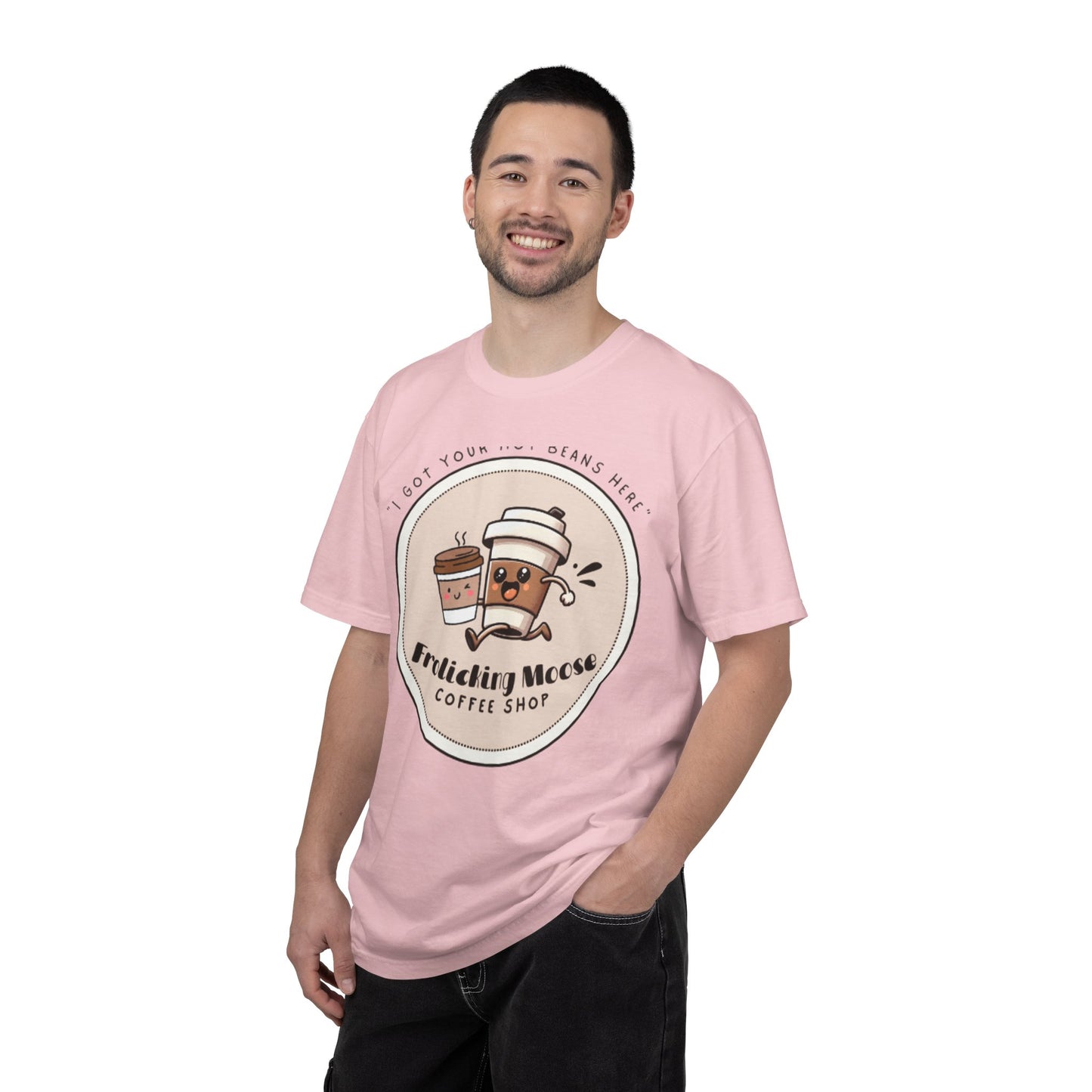 Frolicking Moose Coffee Shop T-Shirt — 'Frolicking Mocha' Cute Coffee Tee
