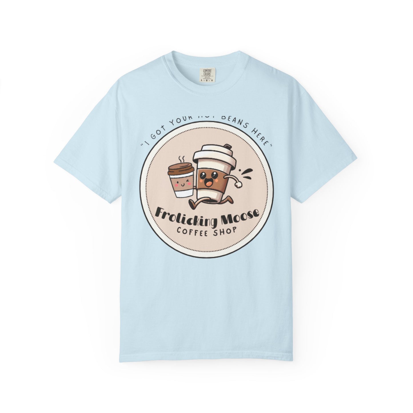 Frolicking Moose Coffee Shop T-Shirt — 'Frolicking Mocha' Cute Coffee Tee