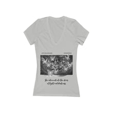 Load image into Gallery viewer, Chaos of Light and Darkness Quote, Butterfly | Laila Savolainen Illustration | Women&#39;s Jersey Short Sleeve Deep V-Neck Tee