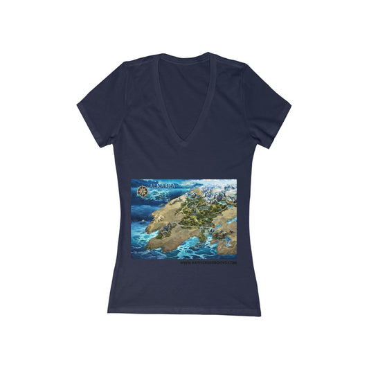 Variant 3D Map of Alkarra | Women's Jersey Short Sleeve Deep V-Neck Tee