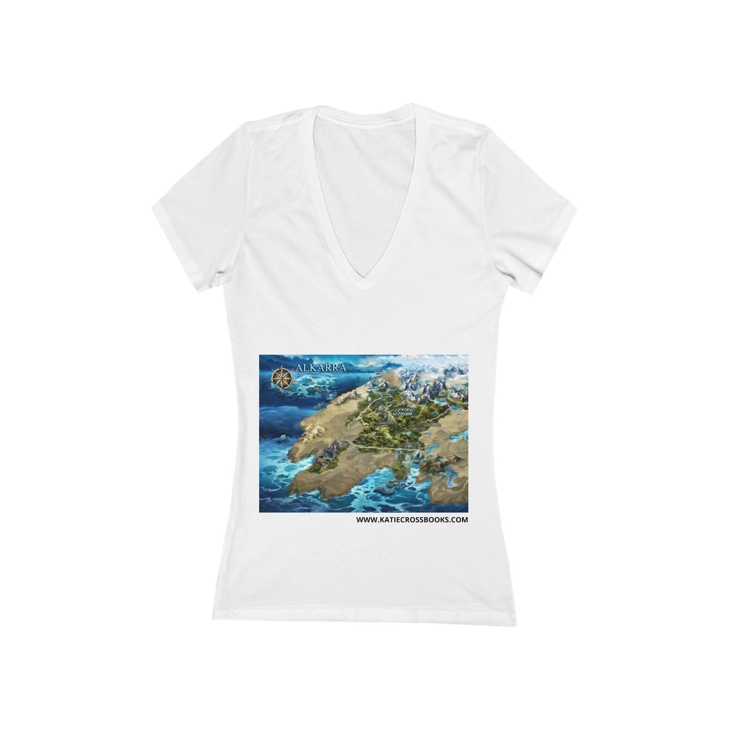 Variant 3D Map of Alkarra | Women's Jersey Short Sleeve Deep V-Neck Tee