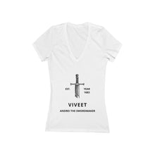 Load image into Gallery viewer, Viveet | The Swordmaker | Women&#39;s Jersey Short Sleeve Deep V-Neck Tee