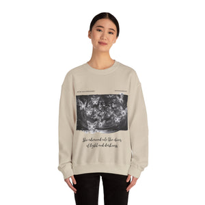 Chaos of Light and Darkness Quote, Butterfly | Laila Savolainen Illustration | Unisex Heavy Blend™ Crewneck Sweatshirt