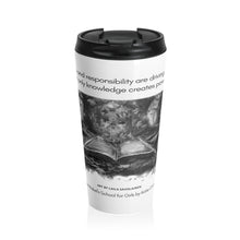 Load image into Gallery viewer, Knowledge Creates Power Quote | Laila Savolainen Illustration | Stainless Steel Travel Mug