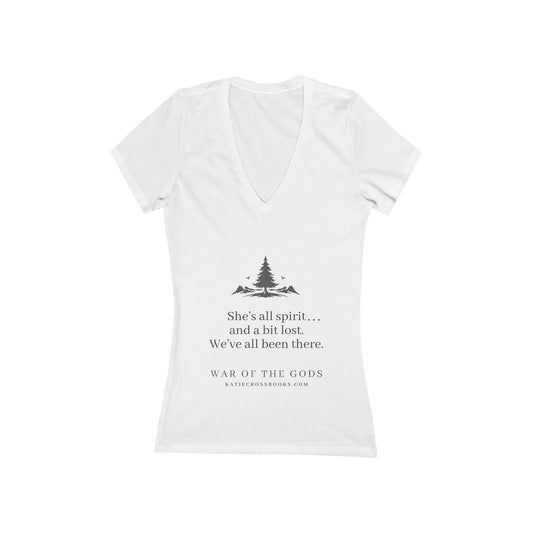 She's All Spirit, Bianca Quote | Women's Jersey Short Sleeve Deep V-Neck Tee