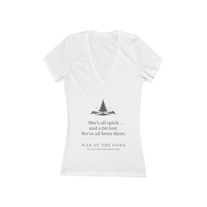 She's All Spirit, Bianca Quote | Women's Jersey Short Sleeve Deep V-Neck Tee