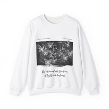 Load image into Gallery viewer, Chaos of Light and Darkness Quote, Butterfly | Laila Savolainen Illustration | Unisex Heavy Blend™ Crewneck Sweatshirt