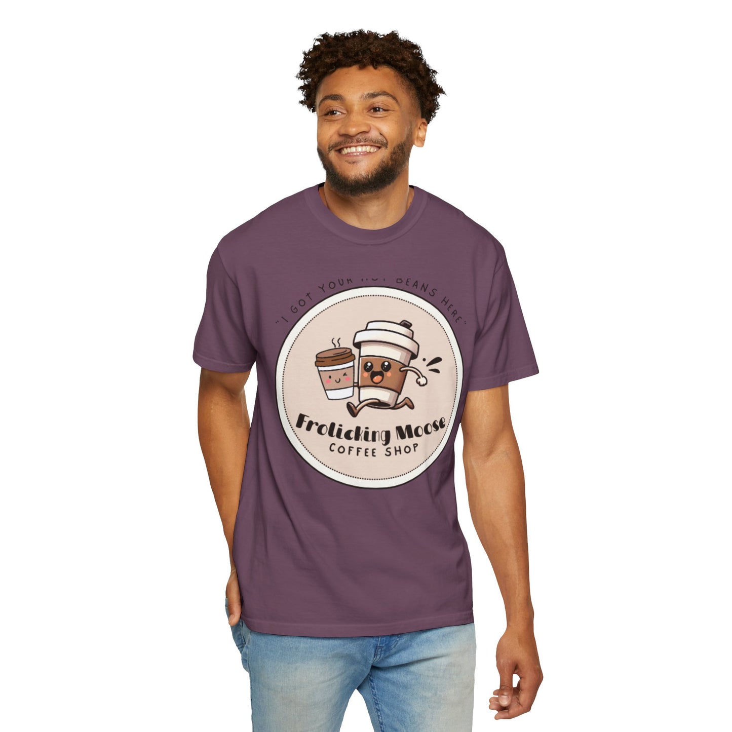 Frolicking Moose Coffee Shop T-Shirt — 'Frolicking Mocha' Cute Coffee Tee