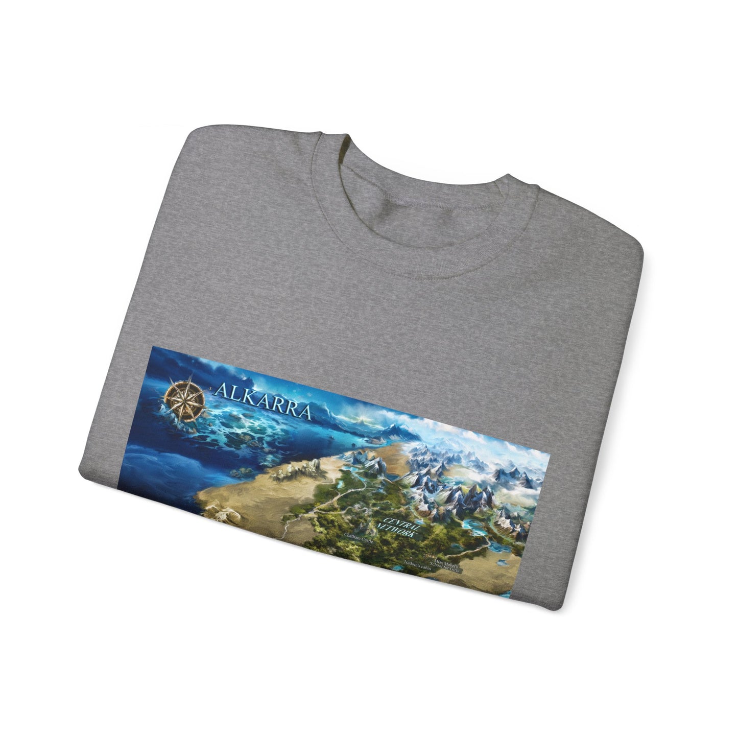 Variant 3D Map of Alkarra | Unisex Heavy Blend™ Crewneck Sweatshirt