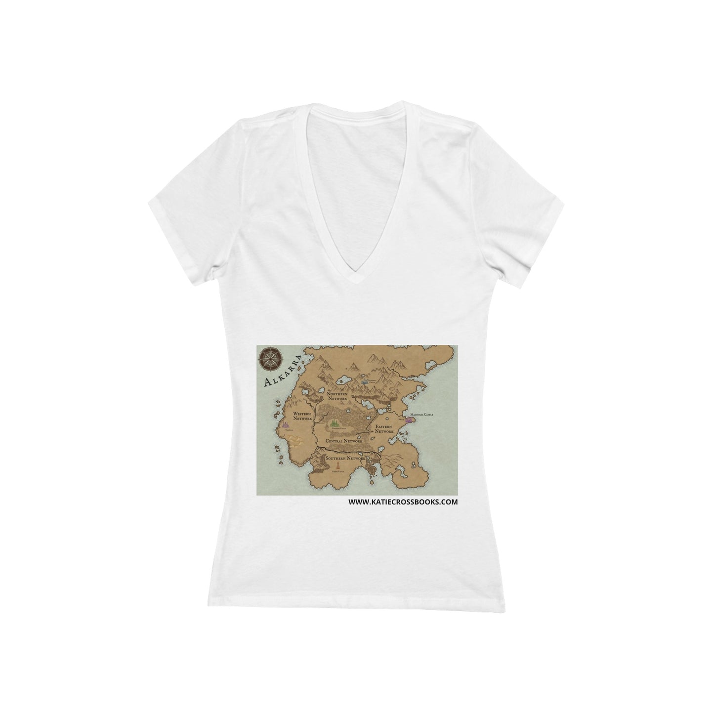 Map of Alkarra | Women's Jersey Short Sleeve Deep V-Neck Tee