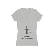 Load image into Gallery viewer, Viveet | The Swordmaker | Women&#39;s Jersey Short Sleeve Deep V-Neck Tee